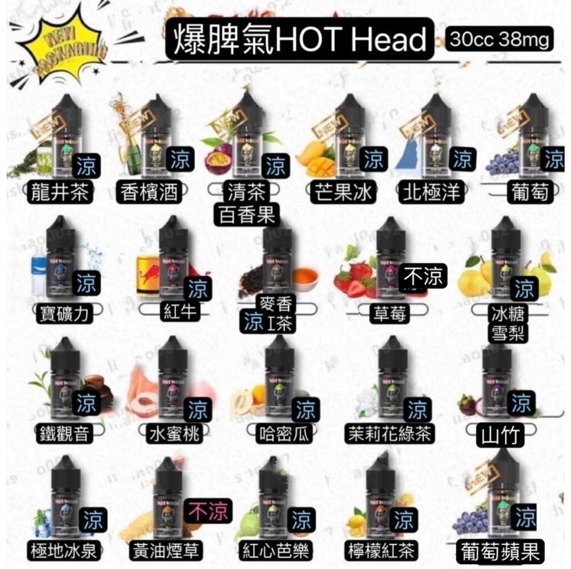HOT HEAD 爆脾氣煙油推薦|38mg 高濃度丁鹽・24 款口味・小煙專用|台灣現貨 3 Hot Head 爆脾氣煙油 38mg 高濃度尼古丁鹽 小煙專用重口味電子煙油推薦|HOT HEAD 爆脾氣煙油推薦|38mg 高濃度丁鹽・24 款口味・小煙專用|台灣現貨