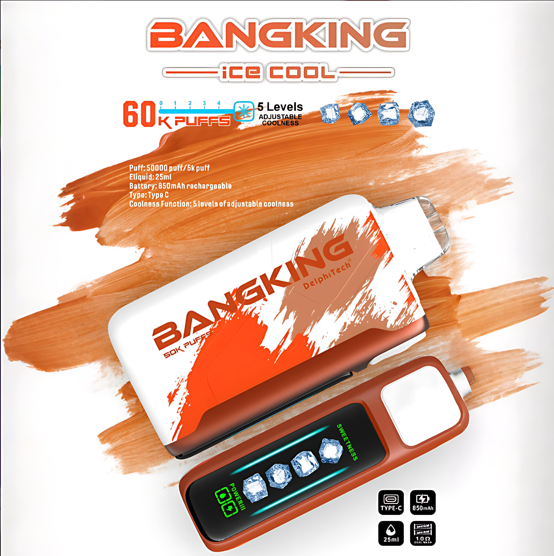 BANGKING Ice Cool 60000 口拋棄式電子菸，五檔涼度可調