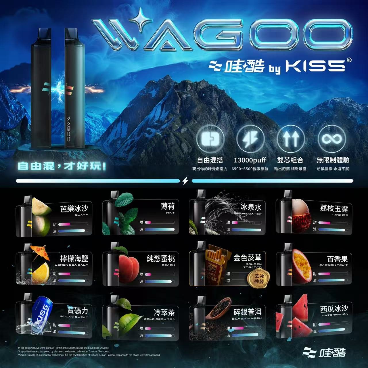 WAGOO KIS5 6500 口拋棄式電子菸推薦|自由混搭雙口味・雙芯組合|台灣現貨 1 WAGOO&kis5 6500口拋棄式 哇酷一次性電子煙 自由混搭雙口味 雙芯組合|WAGOO KIS5 6500 口拋棄式電子菸推薦|自由混搭雙口味・雙芯組合|台灣現貨